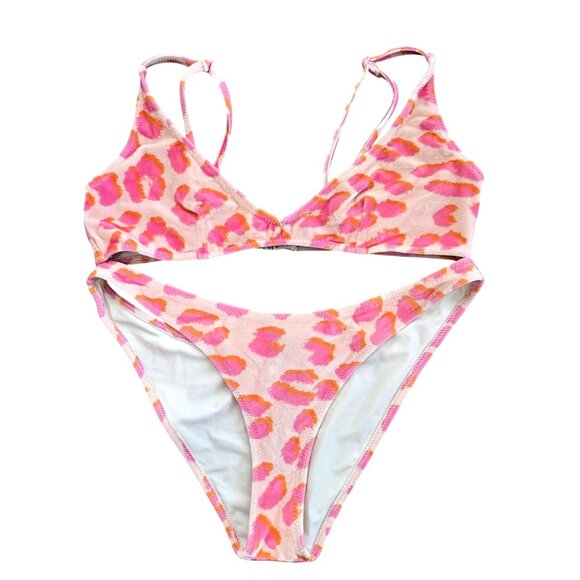 Triangl Womens Animal Cheetah Print Bikini Set XL Top Large